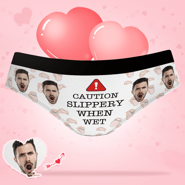 Personalized Panties Gift for Girlfriend – “Caution Slippery When Wet” Valentines Day Gifts