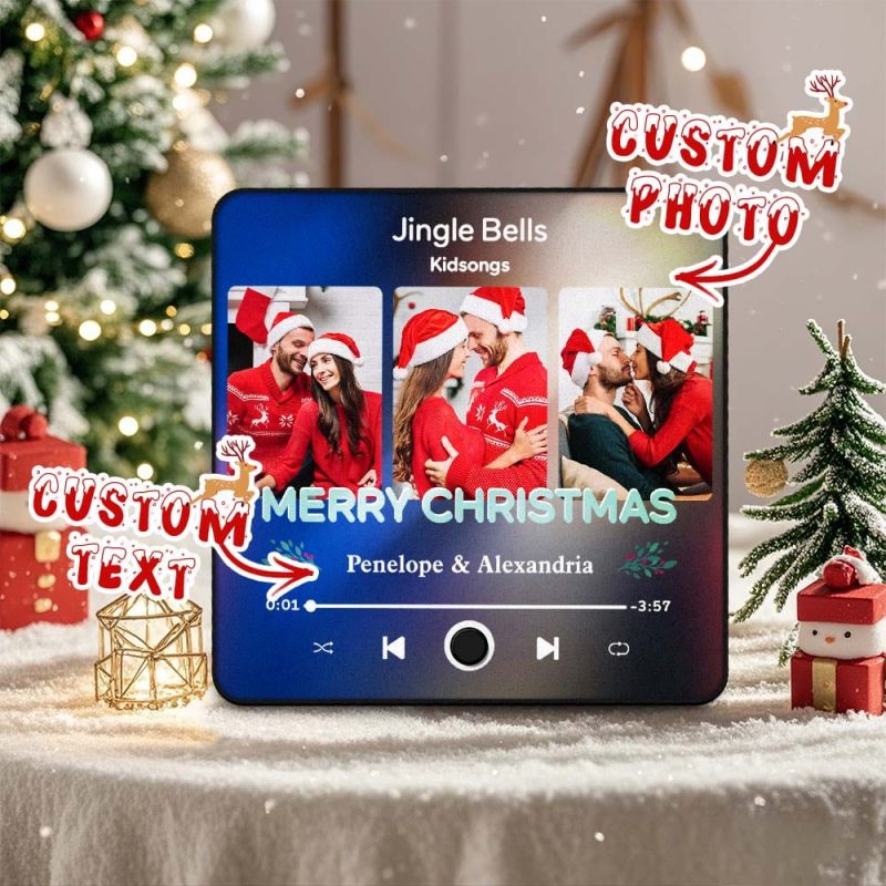 Custom Music Fridge Magnet With 3 Photos Christmas Gifts Personalized Music Magnets Can Play Songs Without Phone