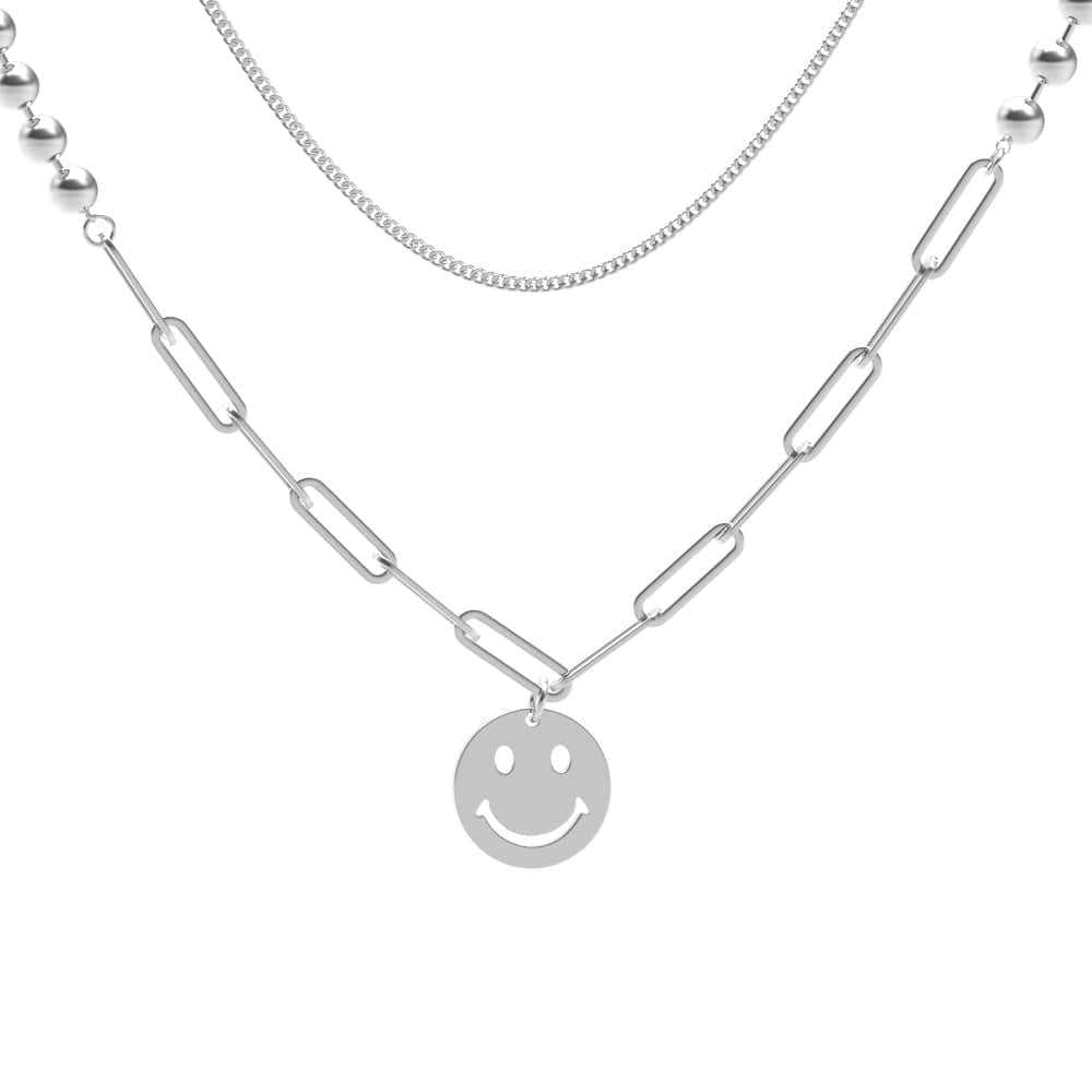 Smiling Face Necklace Double Layer Necklace Gifts for Her