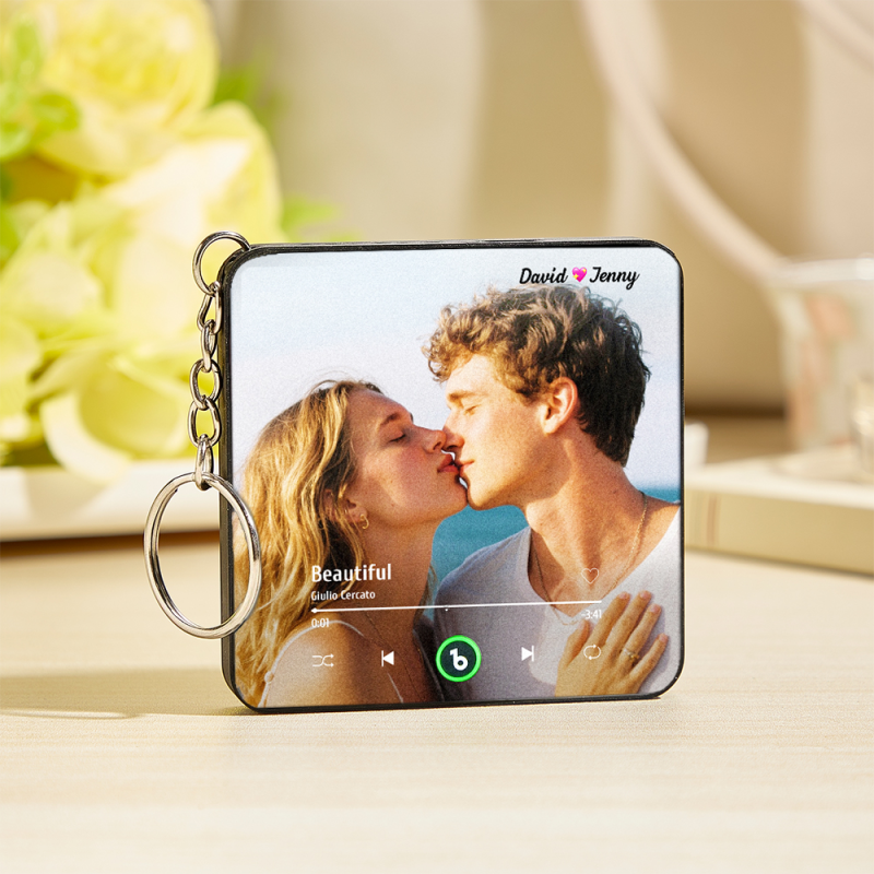 Custom Mini Music Fridge Magnet Keychain Custom Mini Album Fridge Magnet Keychain Music Wall Photo Sticker Song Magnets That Can Play Music Valentine’s Day Gifts