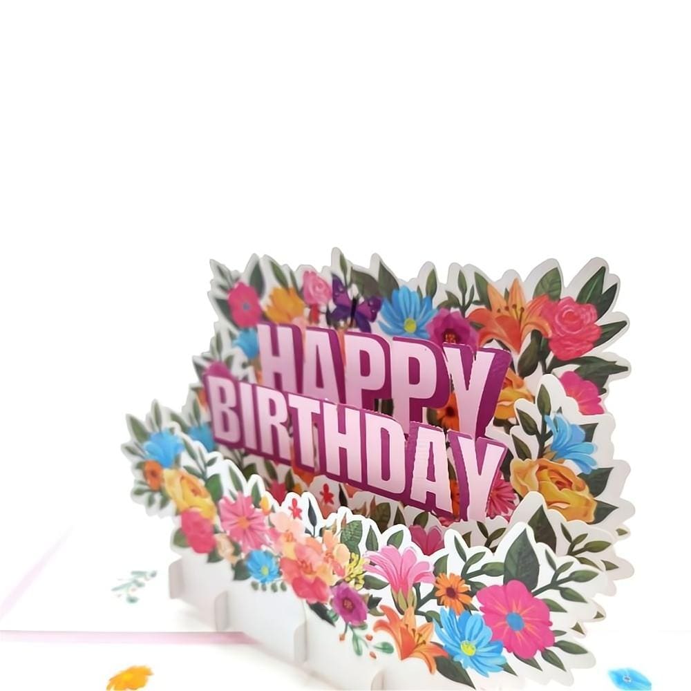 Happy Birthday Pop Up Card Flowers 3D Pop Up Greeting Card - Image 2