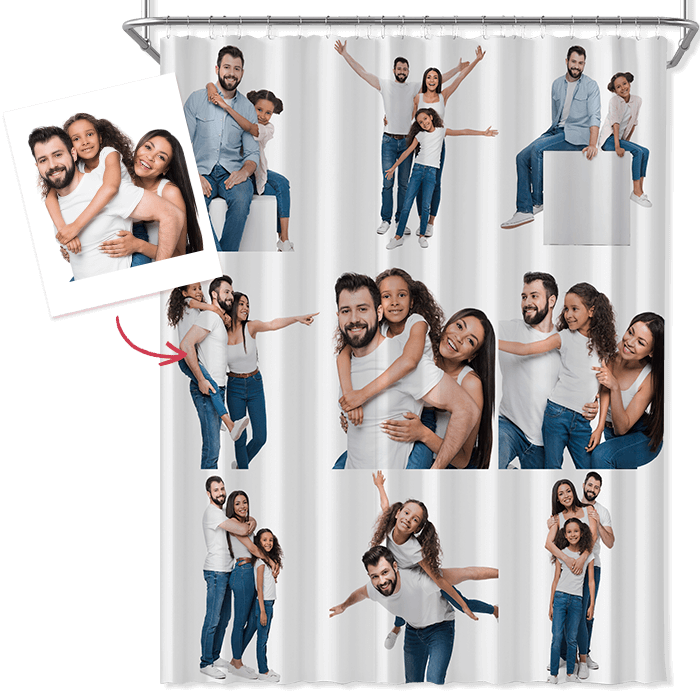 Personalized Photo Shower Curtain Printed Shower Curtain Bathroom Gifts for Family - 6 Sizes - Image 2