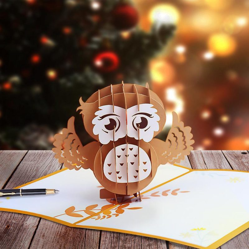 Happy New Year 3D Pop Up Owl Greeting Card