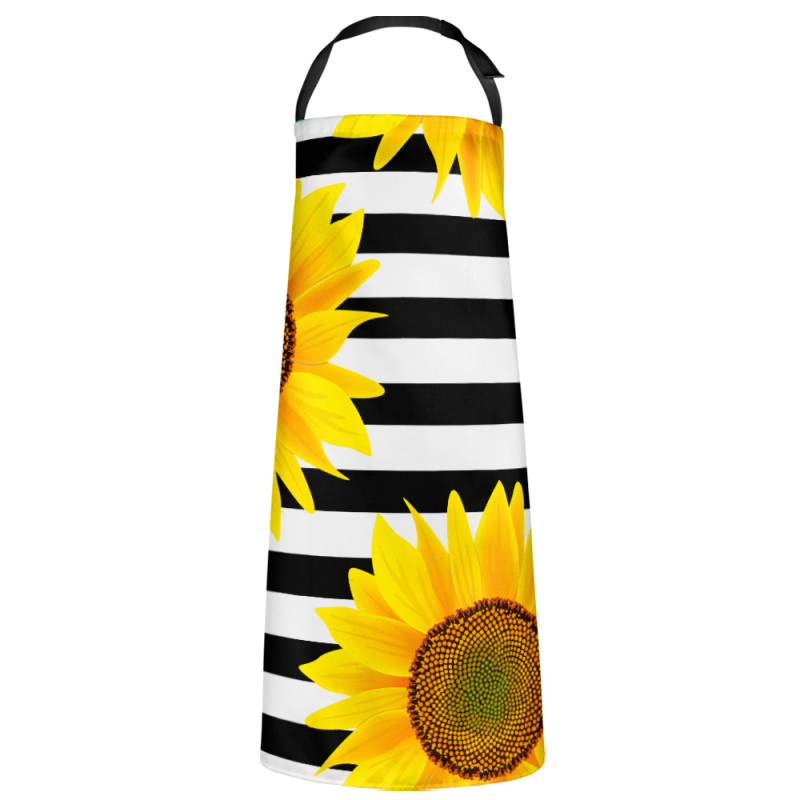 Personalized Apron Sunflowers On Striped Black and White Gifts for Mom