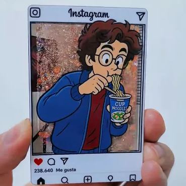 Glitter Acrylic Fridge Magnet — Instagram Cartoon Style
