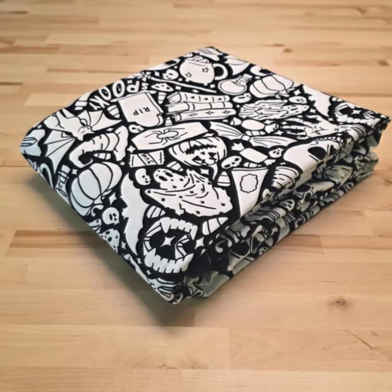 DIY Halloween Drawing Blanket (Optional 24-Color Marker Set) Create Your Art Blanket Washable Keepsake Blanket for Kids & Adults