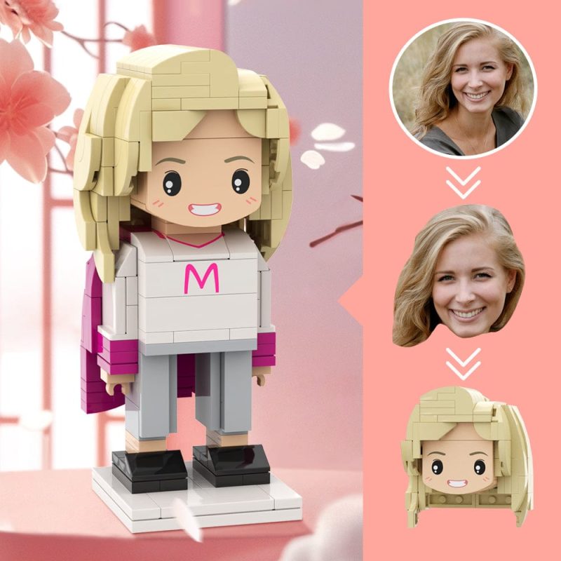 Mother’s Day Round Face Custom Brick Figures Super Mom Customizable Head Brick Figures Gift For Mom