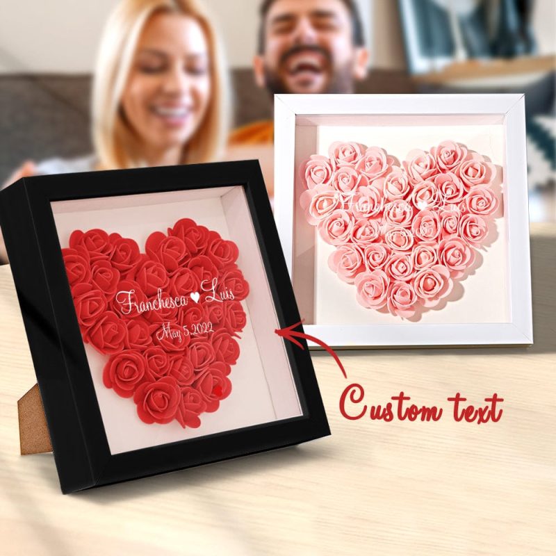 Custom Name Flower Shadow Box Personalized Flower Shadowbox Gifts for Her Heart