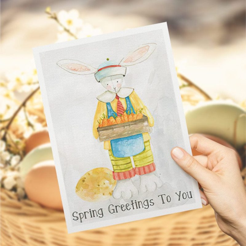 Easter Card Spring Greeting Card Easter Bunny Card