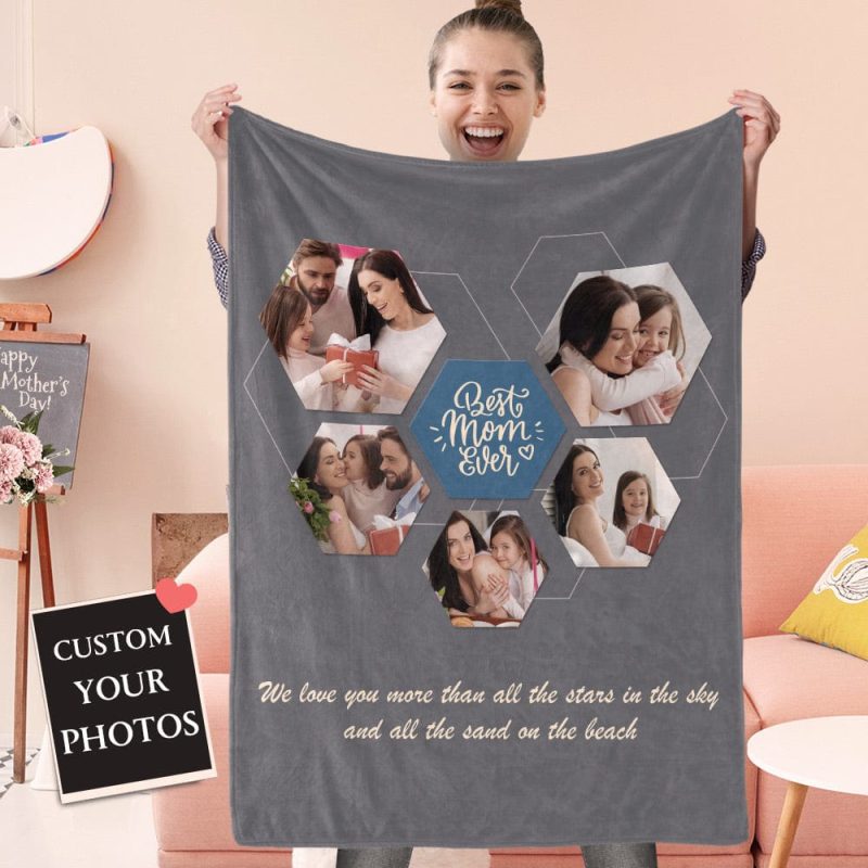 Mother’s Day Blanket Personalized Photo Blanket Gifts – Best Mom Ever