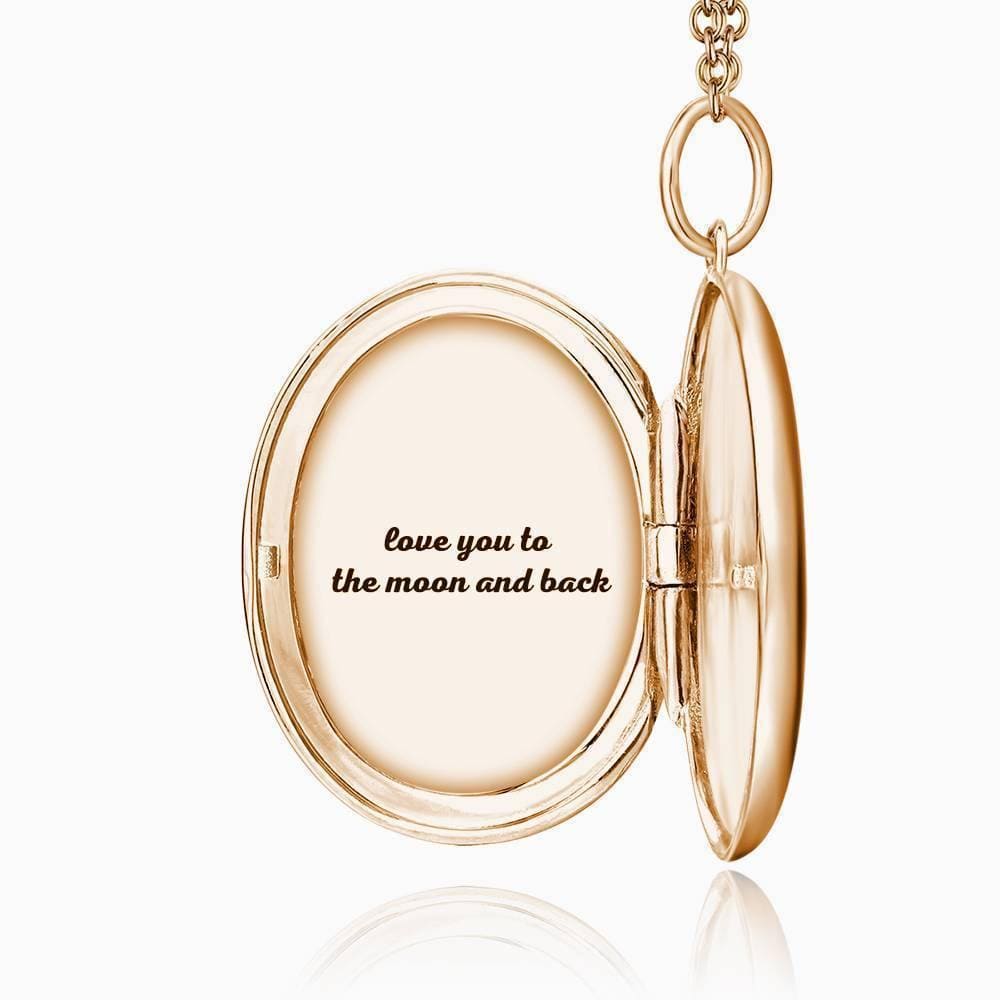 Photo Locket Necklace With Name Oval Rose Gold Plated - Image 4