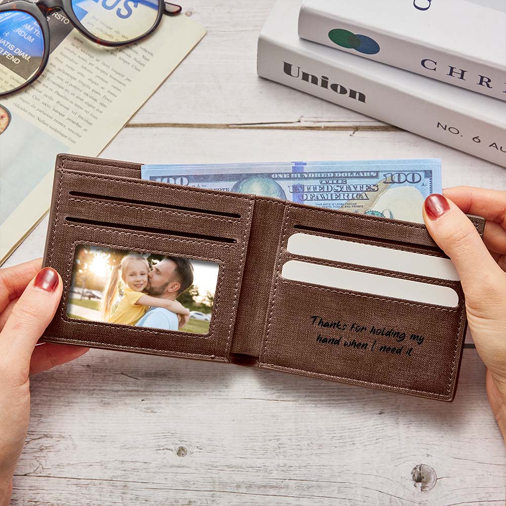 Gift for Him Men's Wallet Custom Photo Wallet Engraved Inside Personalized Wallet - Image 2