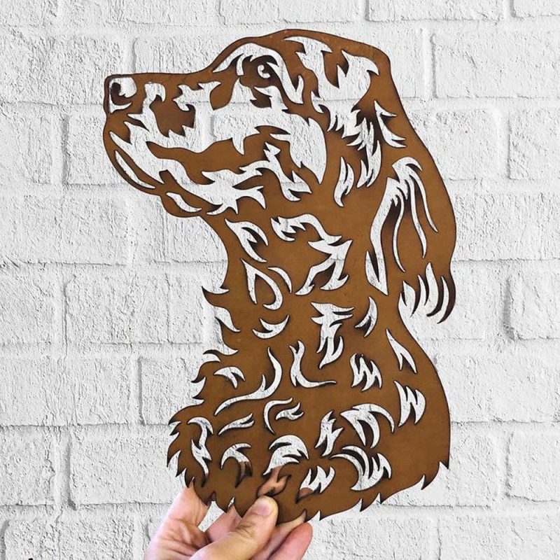 Dog Metal Wall Art Hanging Home Decor Puppy Pet British Setter Dog