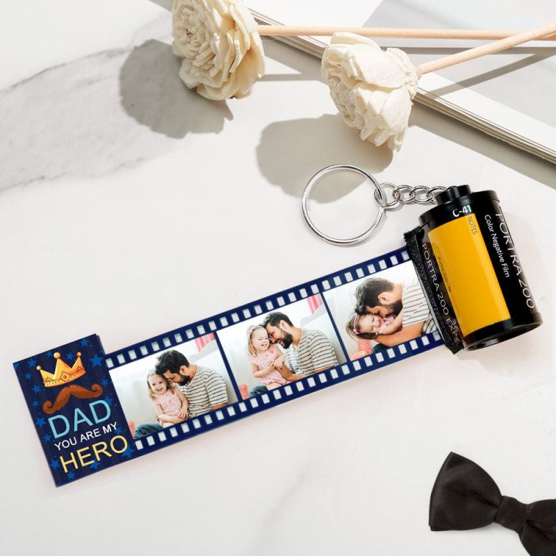 Custom Photo Camera Keychain Dad You Are My Hero Film Roll  Keychain Father’s Day Gift