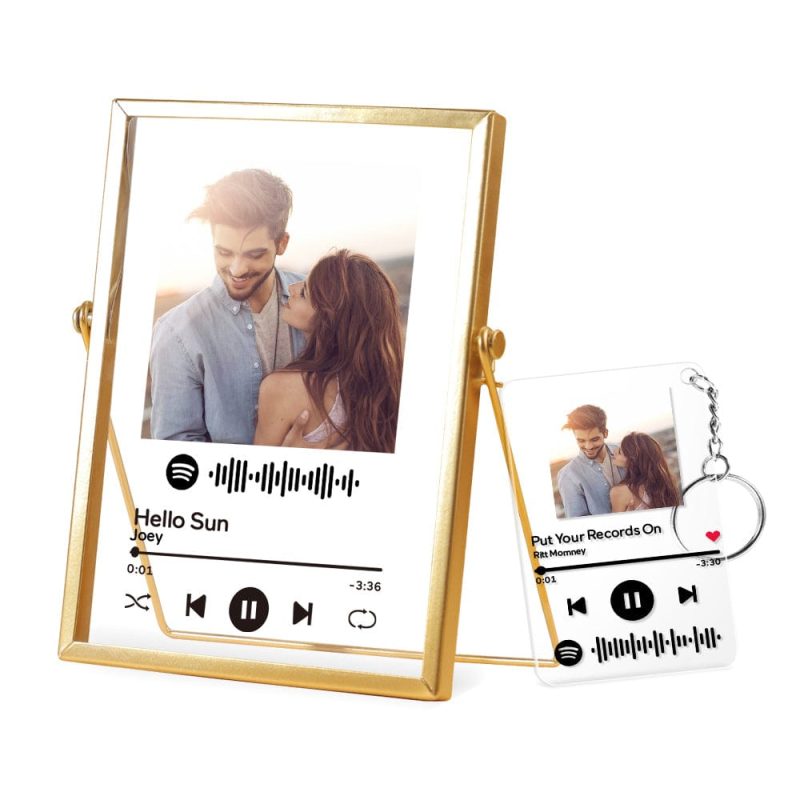 Custom Spotify Music Plaque Glass Art Spotify Picture Frame With Keychain Valentines Day Gifts