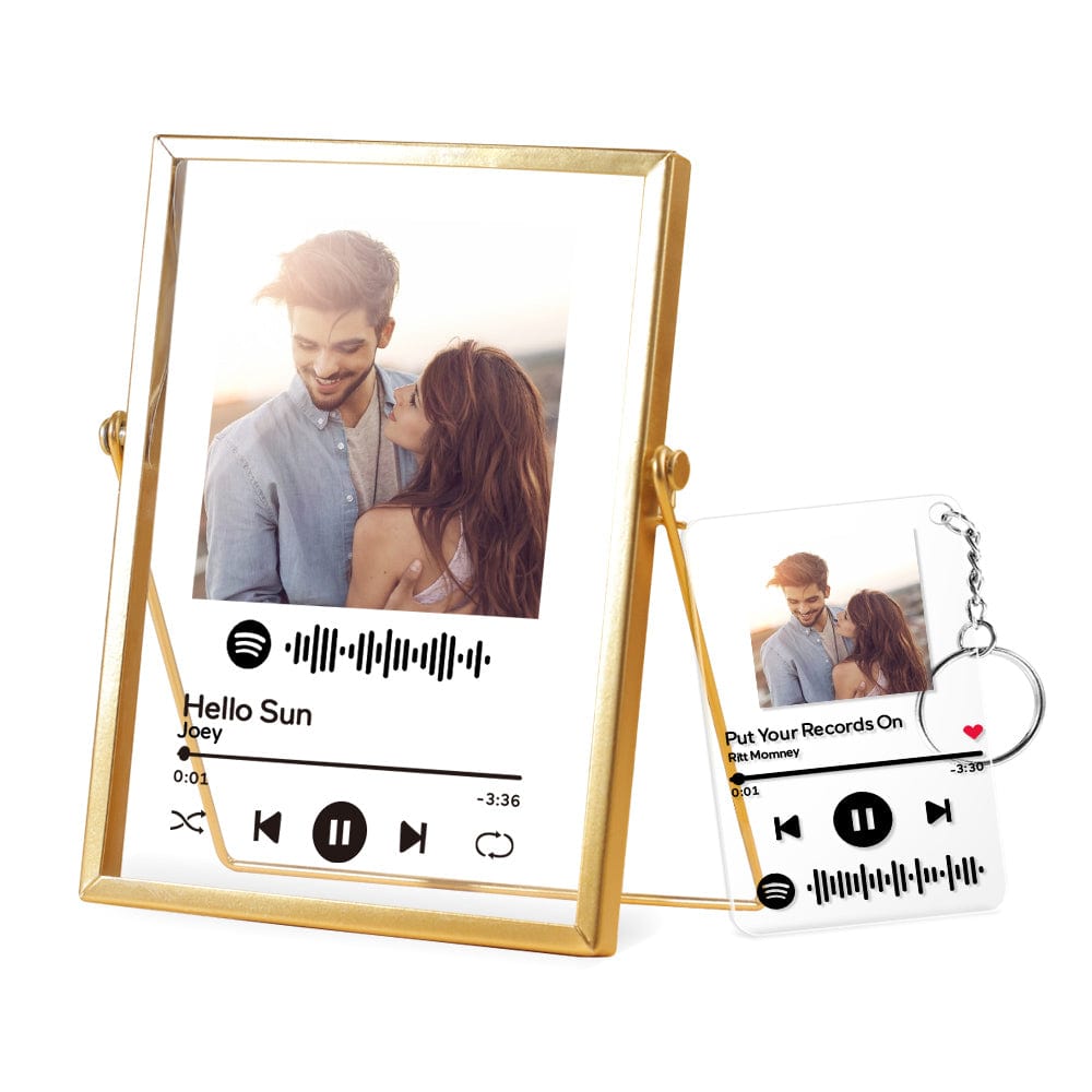 Custom Spotify Music Plaque Glass Art Spotify Picture Frame With Keychain Valentines Day Gifts