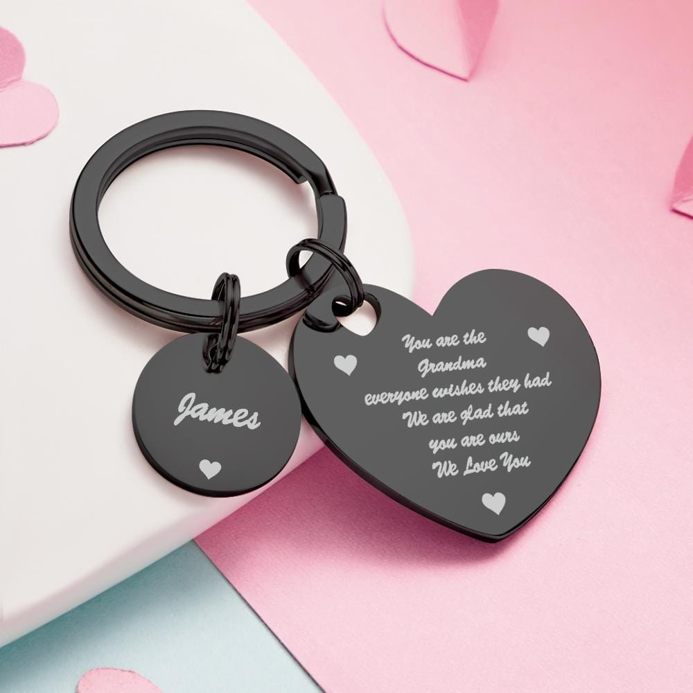 Custom Engraved Hollow Heart Calendar Keychain Anniversary Gifts