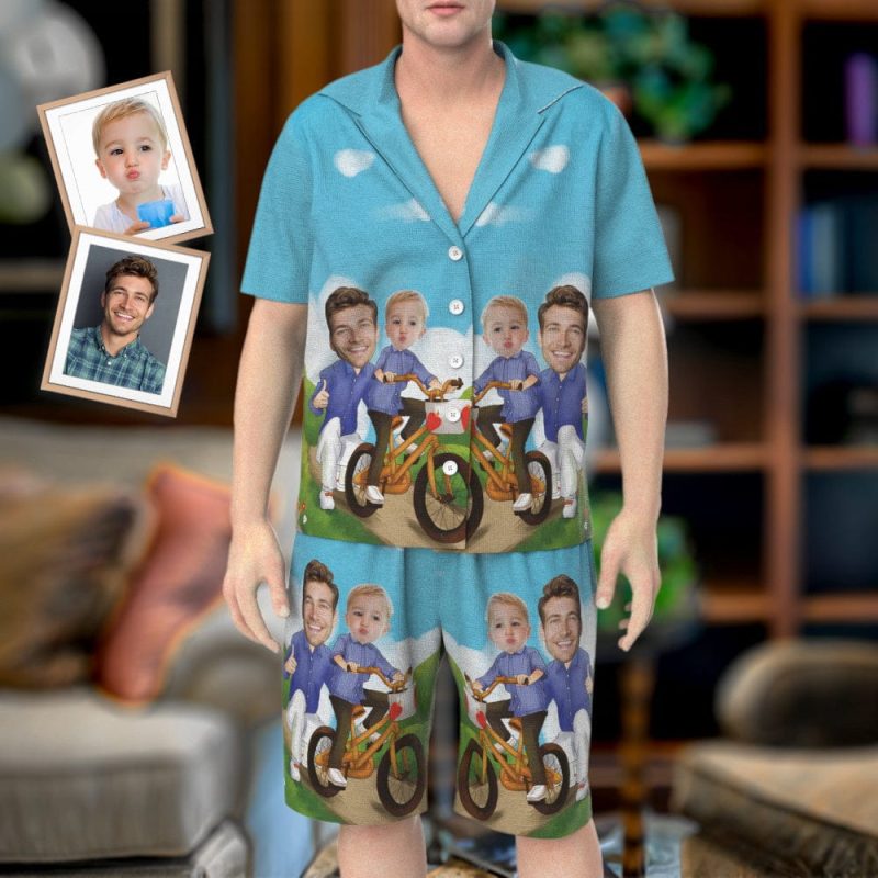 Custom Photo Pajamas Personalized Dad and Son Outing Pajamas Father’s Day Gift
