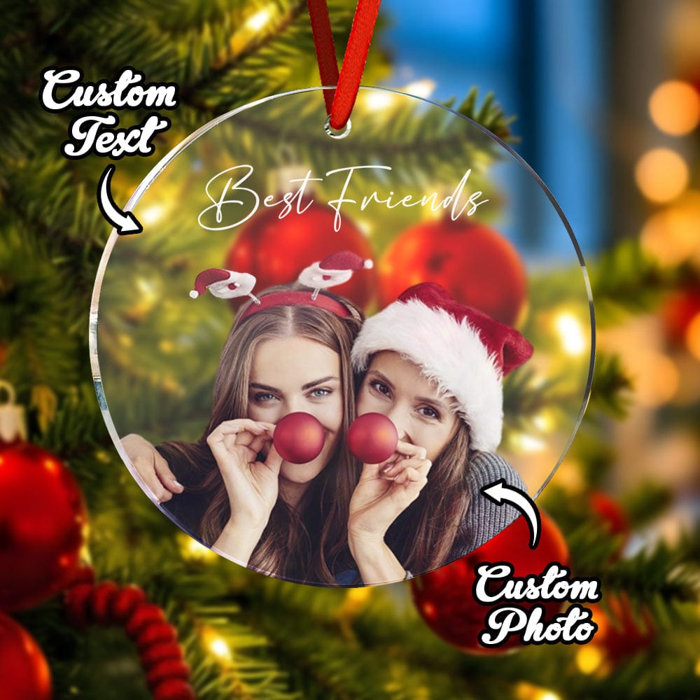 Personalized Photo Christmas Ornament with Text Christmas Gifts for Friends or Family - Image 2