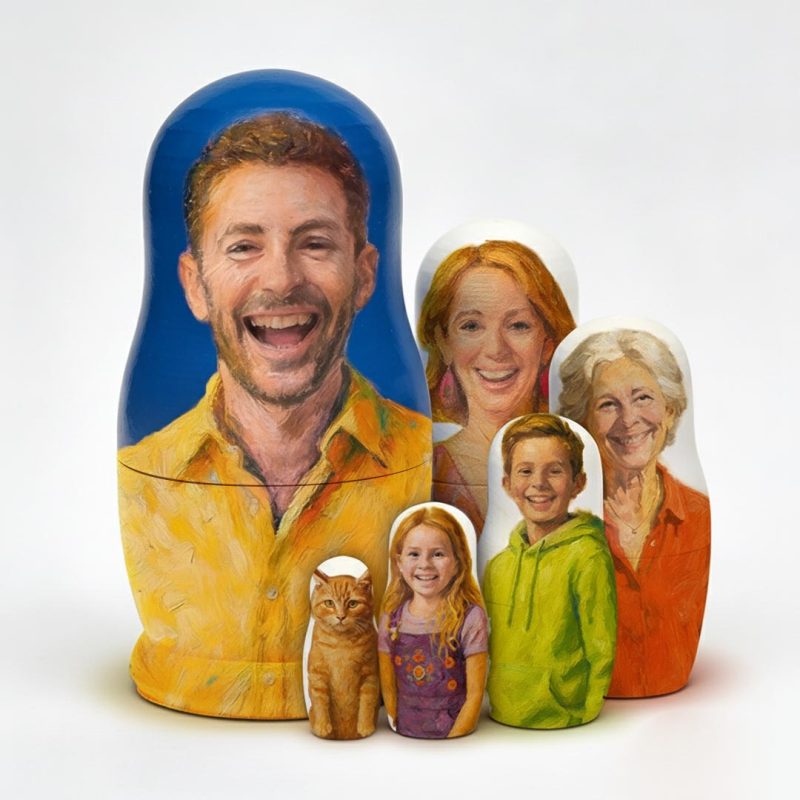 Personalized Portrait Nesting Doll Custom Photo Oil Painting Style Gift Family Matryoshka Doll Christmas Gift – soufeeluk