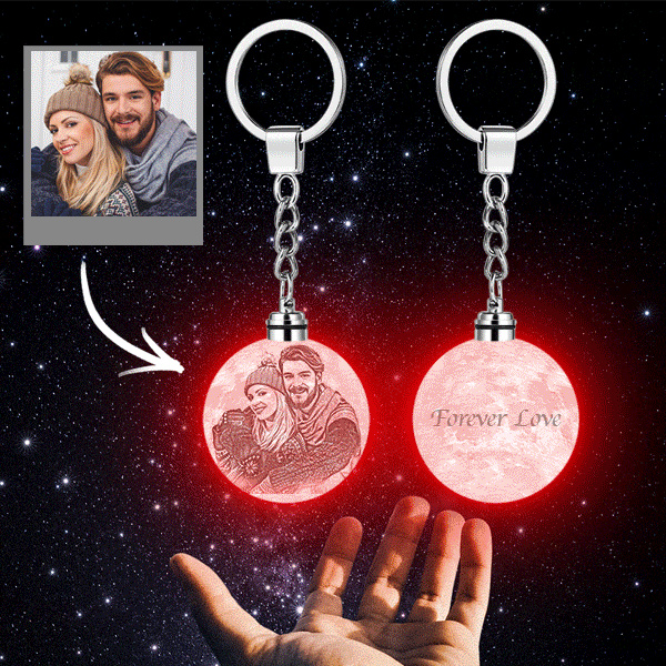 Custom Photo Moon Lamp Keychain 3D Printed Gifts for Her