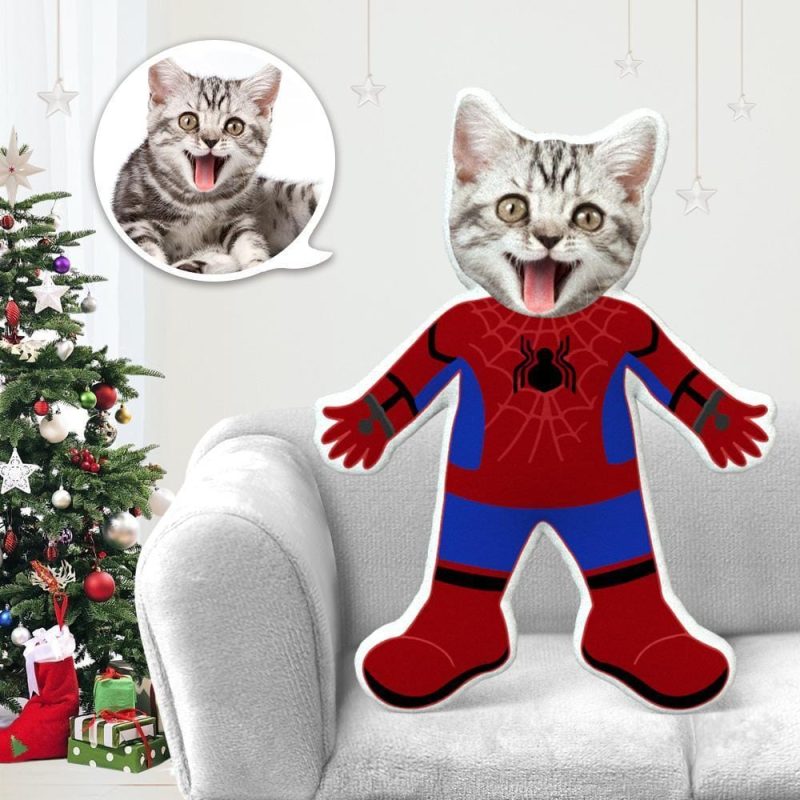 Custom Stuffed Animals Dog Face Pillow Pet Photo Pillow Gifts for Dog Lovers Spiderman Costume