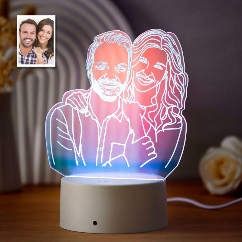 Custom Photo Transparent Gradient Color Acrylic Lamp LED Colorful Night Light  Home Decoration For Her