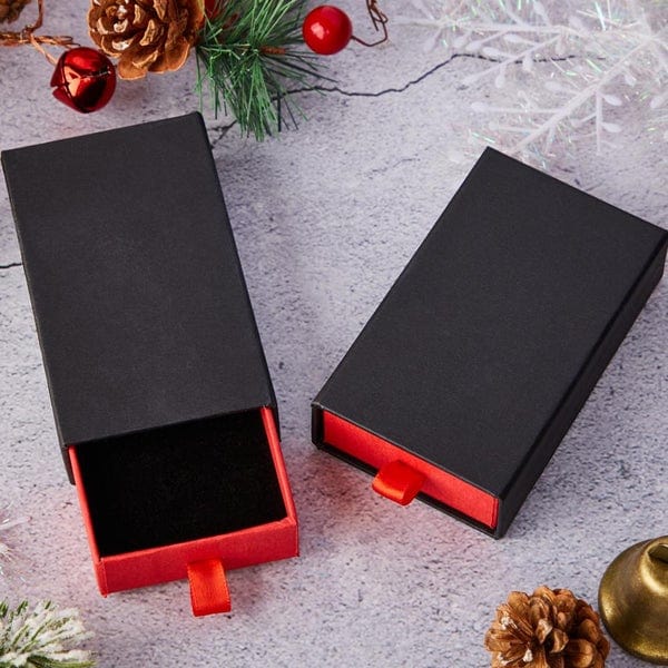 Kraft Paper Drawer Box Black Cardboard Gift Box with Sponge