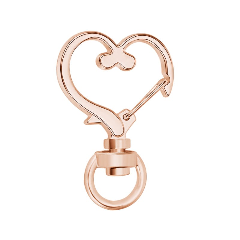 Heart-Shaped Swivel Snap Hook Keychain Metal Spring Snap Key Ring Rose Gold