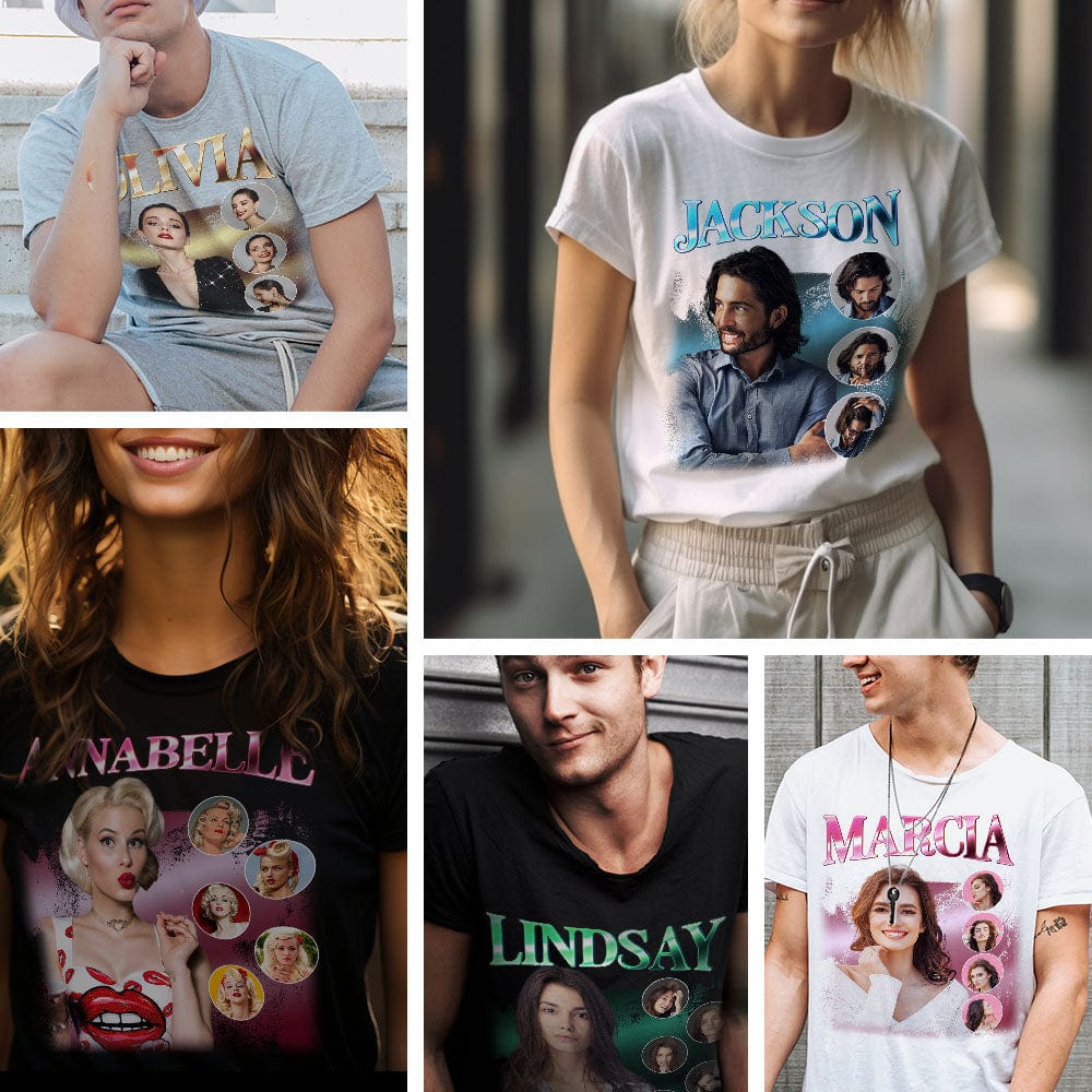 Custom Photo and Name Bootleg Rap Tee Personalized Vintage T-shirt - Image 2