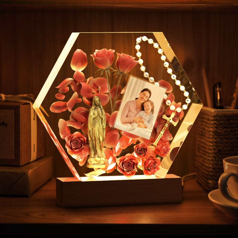 Custom Photo Night Light Three-dimensional Rose Epoxy Lamp Gifts - Image 2