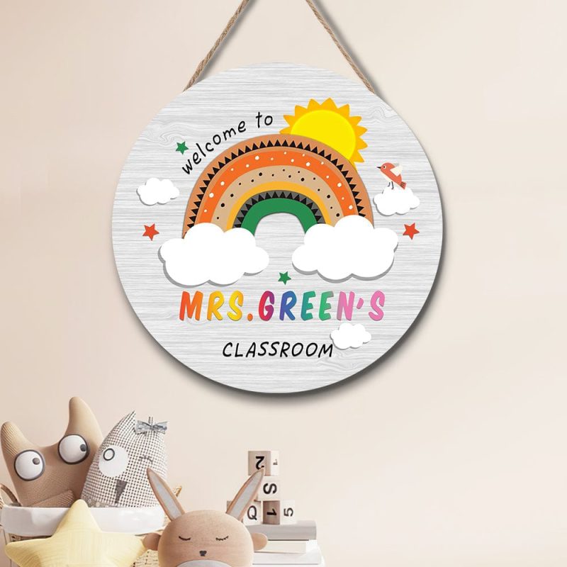 Custom Teacher Appreciation Gifts Rainbow Cute Teacher Door Sign Welcome Sign Gift for Teacher
