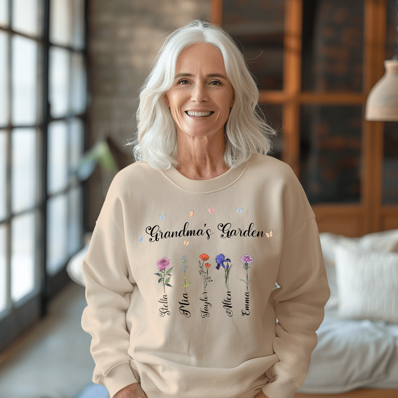 Personalized Birth Flower Sweatshirt Custom Grandma's Garden Sweatshirt Mother's Day Gift - Image 2