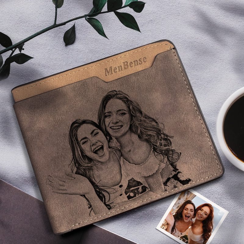 Men’s Custom Photo Engraved Wallet Short Wallet Gifts For Friends