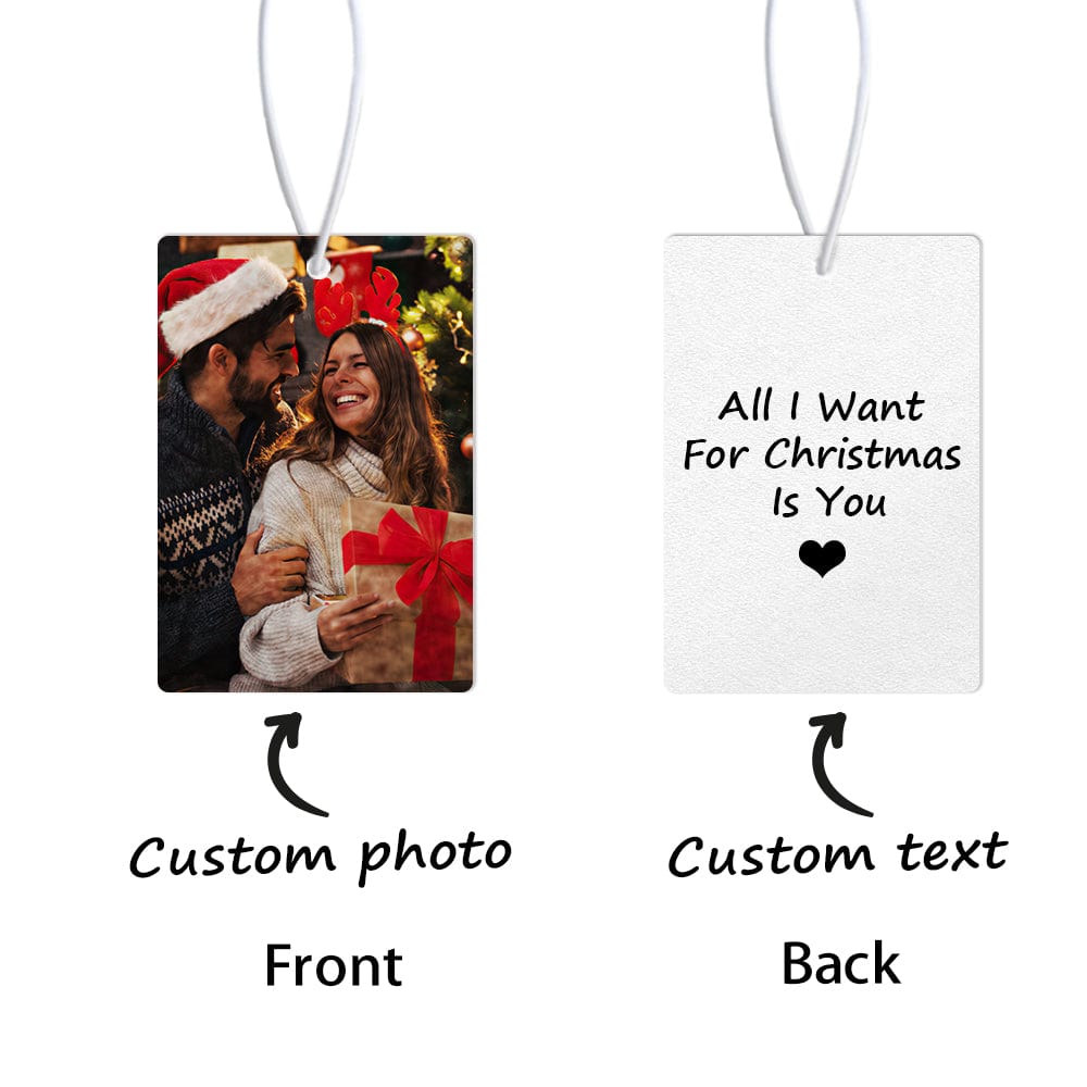 Custom Car Air Freshener with Photo and Text Rearview Mirror Ornament Drive Safe Gifts for Him - Image 2
