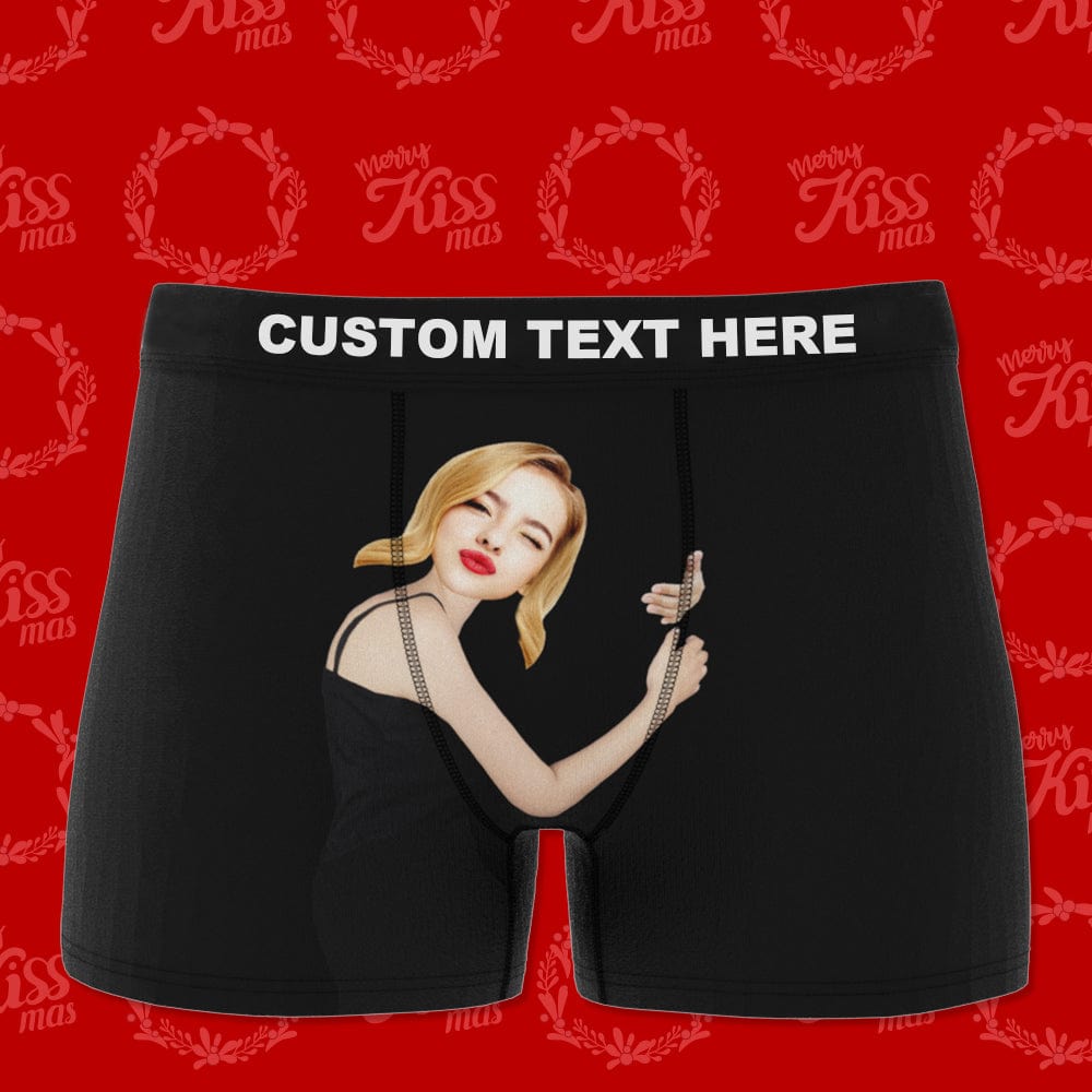 Custom Girlfriend Hugs Boxer Shorts Christmas Gift For Him - Image 2