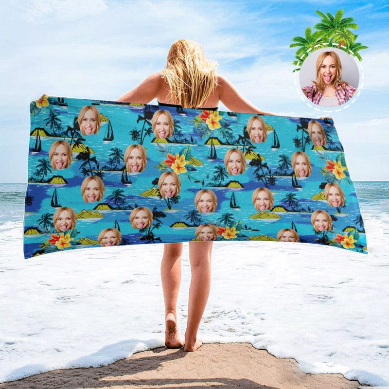 Personalized Beach Towels with Photo Custom Mountains Beach Towel