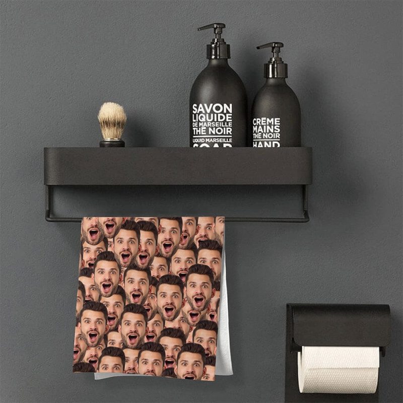 Custom Hand Towel With Face Gifts for Him All Print Bathroom Gifts