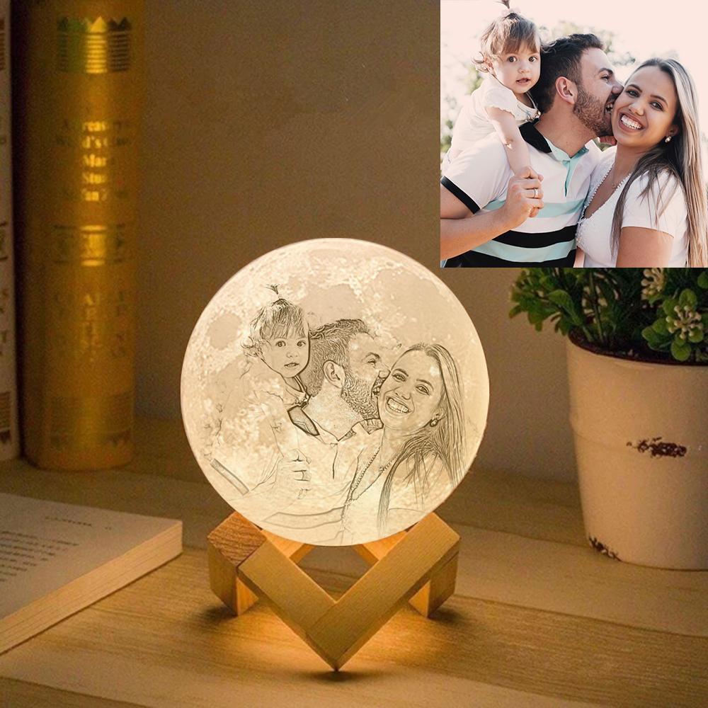 Father's Day Gift Personalized Moon Lamp - Tap Three Colors - Image 4