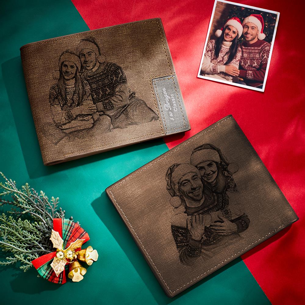 Custom Short Double-Sided Photo Wallet Brown Personalised Gifts - Image 2