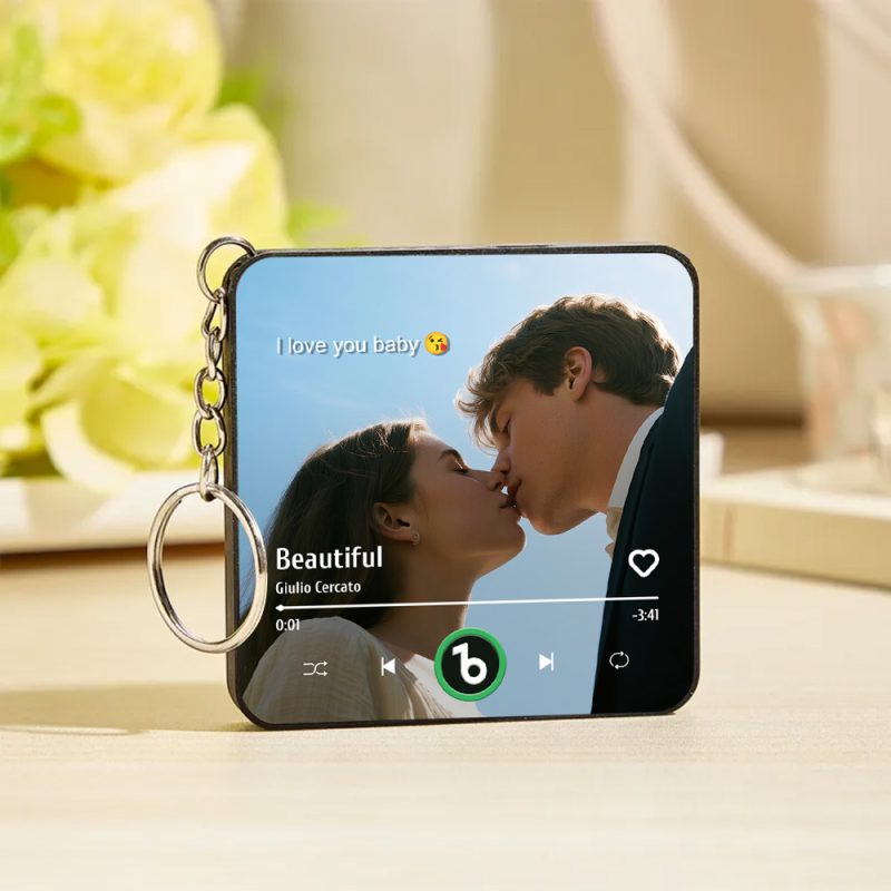 Custom Music Gift Mini Fridge Magnet Keychain Custom Photo Music Box Play Song Valentine Gift For Her Photo Music Magnet Keychain Anniversary Gifts for Her