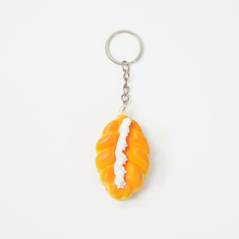 Mini Realistic Cream-Filled Bread PU Foam Squishy Stress Relief Toy Cute Bag Charm & Keychain