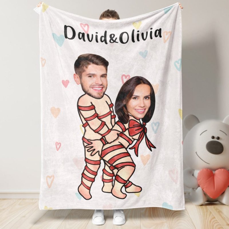 Custom Faces and Names Blanket Personalized Photo Gifts for Him