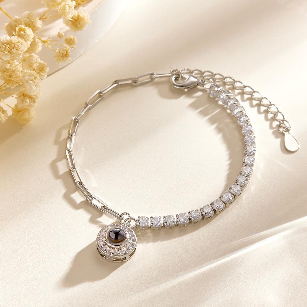 Personalized Projection Bracelet Round Pendant Design Chain Gift - Image 2