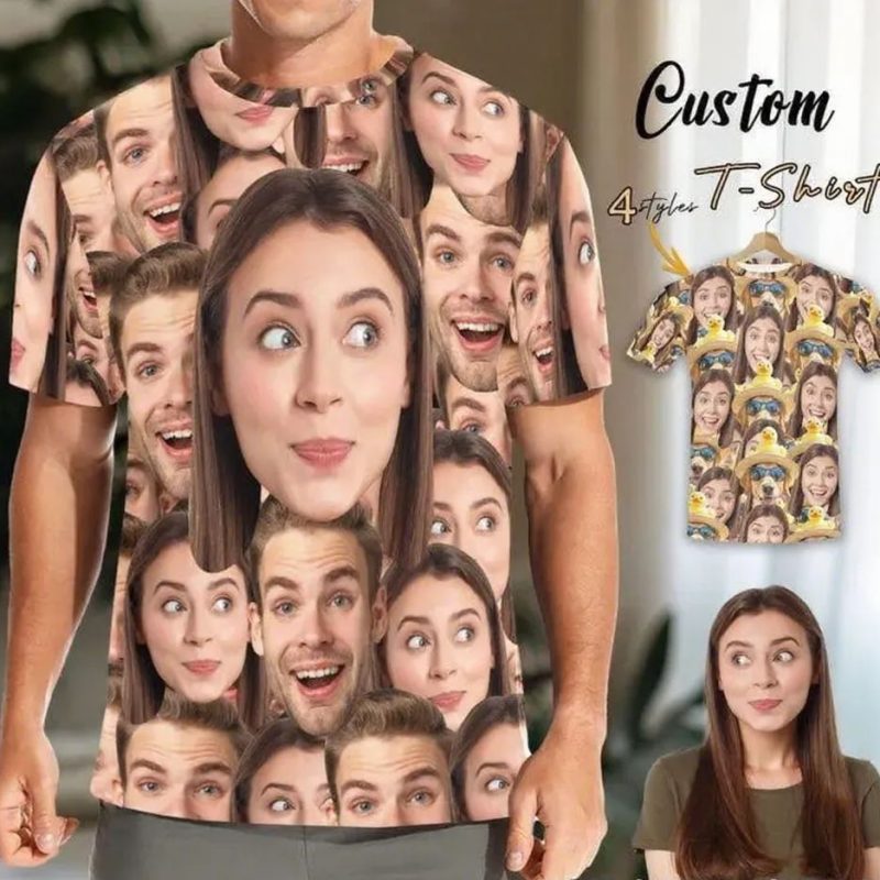 Personalized Face T Shirt for Men, Custom Family Faces Shirts, Personalized Photo Shirts for Men, Father Day Gift, All Over Faces T-ShirtUS