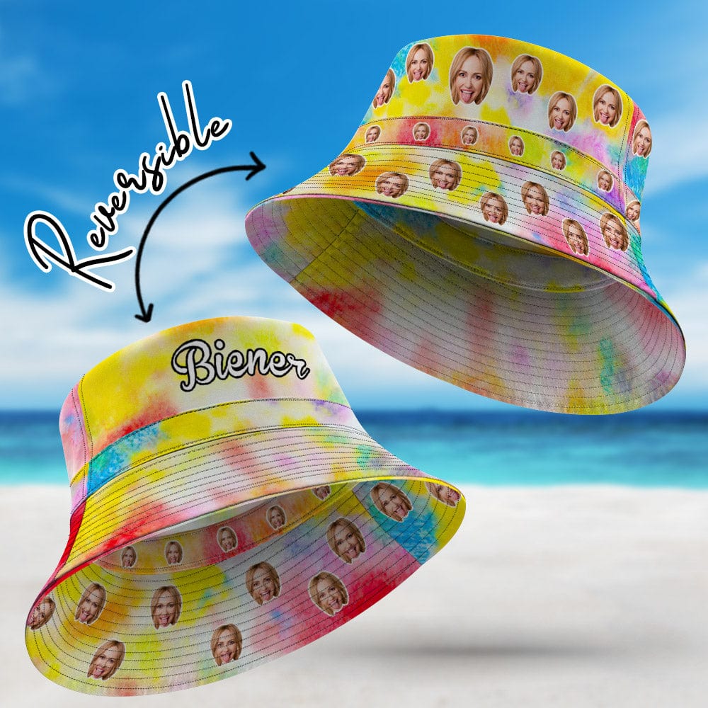 Custom Tie-Dye Bucket Hat Double-Side-Wear Reversible Summer Beach Sun Hat - Image 2