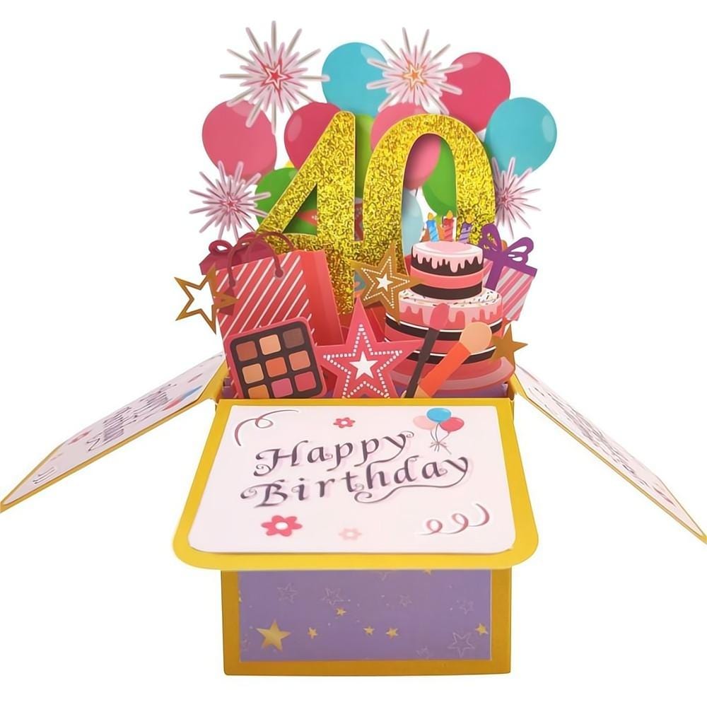 Birthday Pop Up Box Card 40th Birthday 3D Pop Up Greeting Card - Image 2