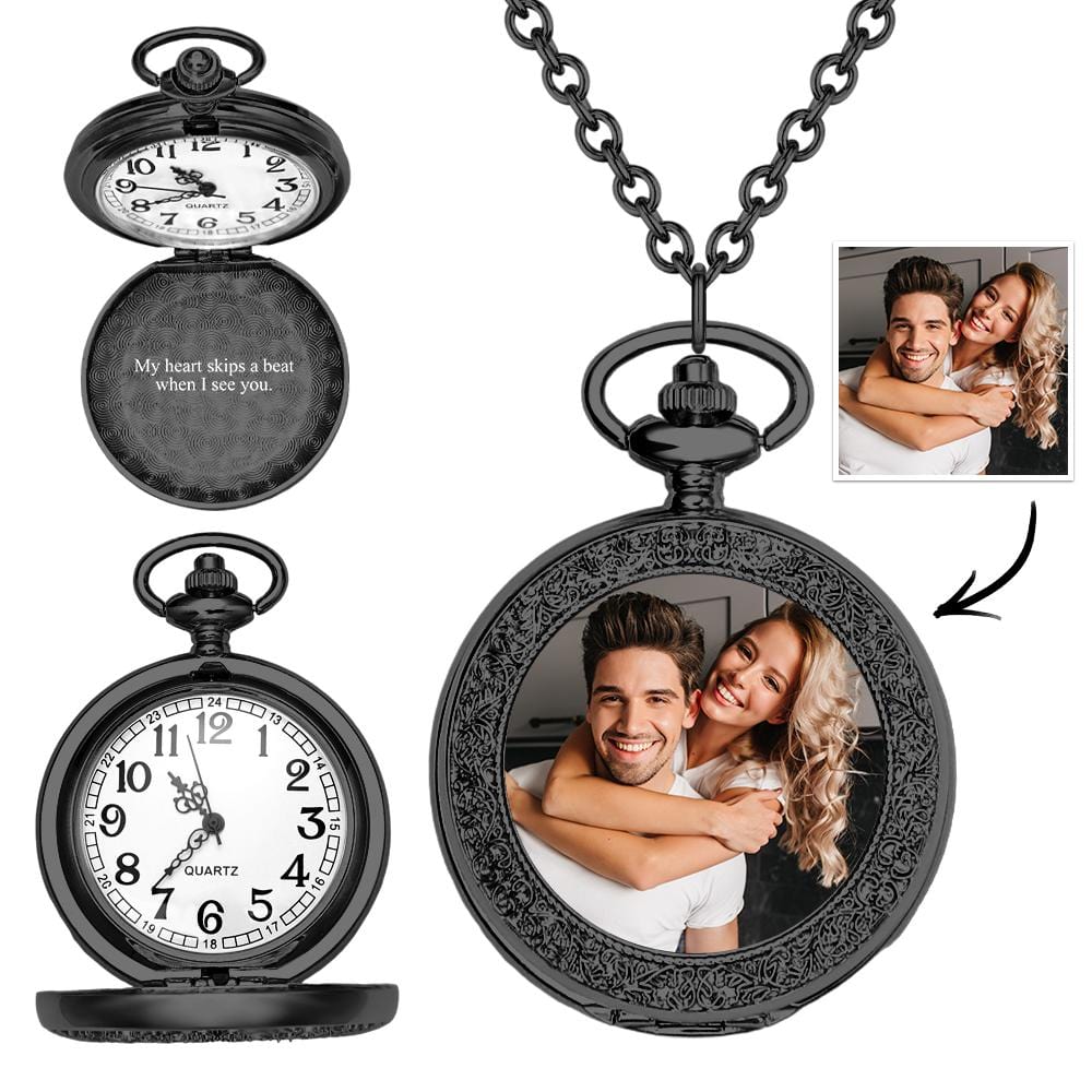 Custom Photo and Engravable Pocket Watch Personalised Vintage Pocket Watchs Gift - Image 2