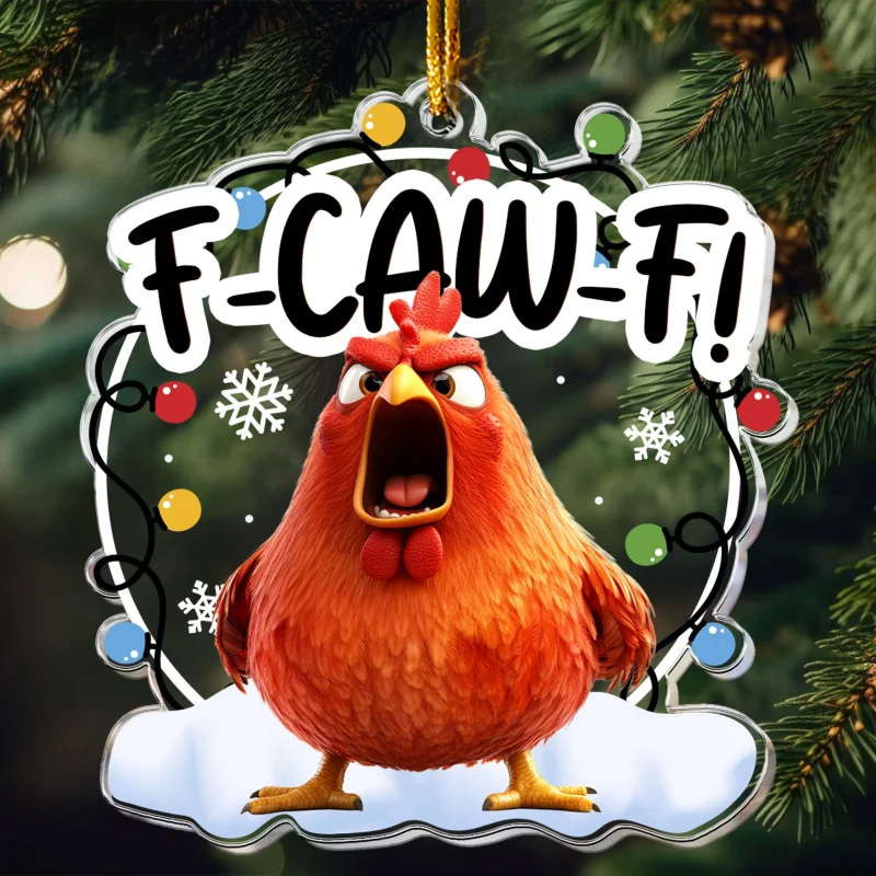F-Caw-F Funny Ornament Exchange Gifts Silly Bulk Gift For Coworkers – Personalized Acrylic Ornament