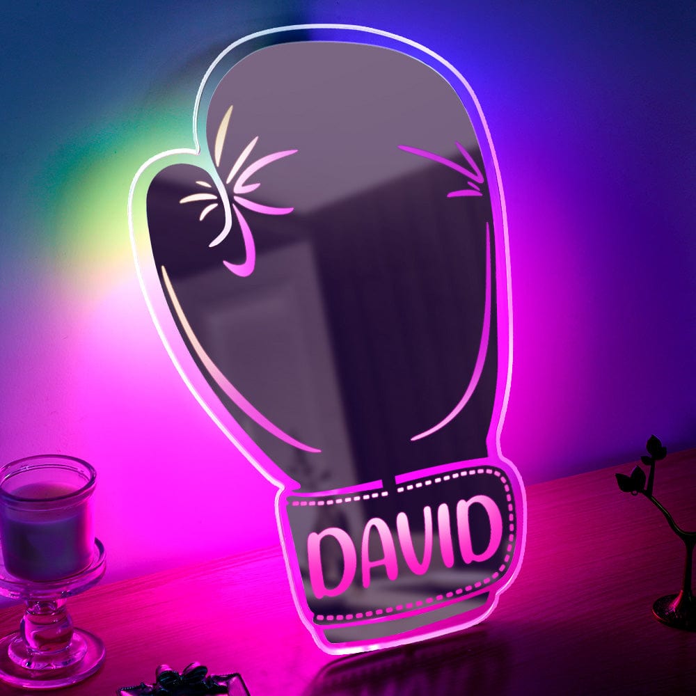 Custom Name Mirror Light Boxing Gloves Gift for Boyfriend - Image 3